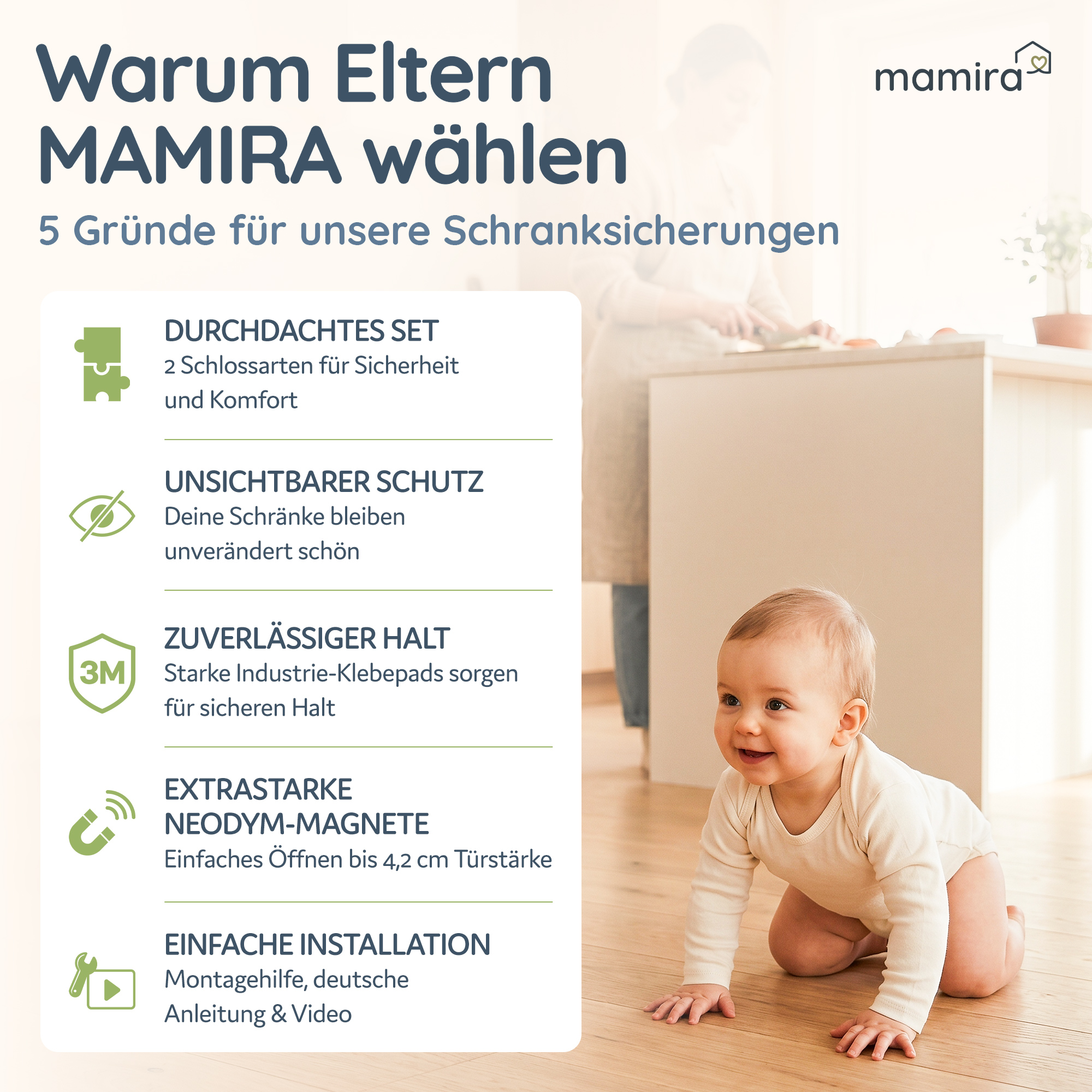 Fünf Gründe für die mamira Schranksicherungen